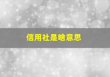 信用社是啥意思