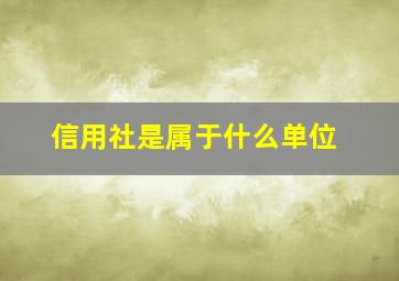 信用社是属于什么单位