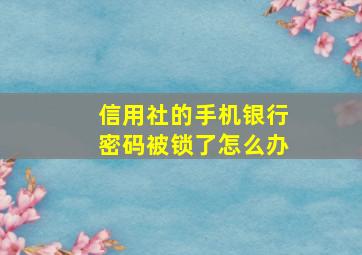 信用社的手机银行密码被锁了怎么办