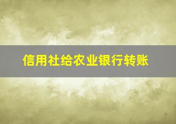 信用社给农业银行转账