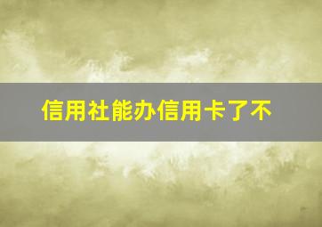 信用社能办信用卡了不