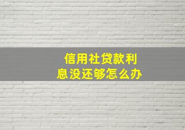 信用社贷款利息没还够怎么办