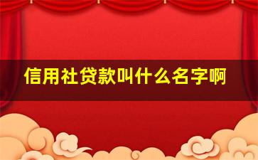 信用社贷款叫什么名字啊