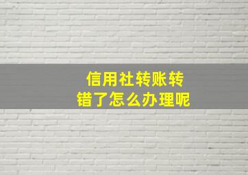 信用社转账转错了怎么办理呢