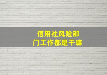 信用社风险部门工作都是干嘛