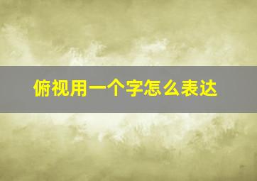 俯视用一个字怎么表达