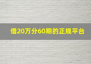 借20万分60期的正规平台