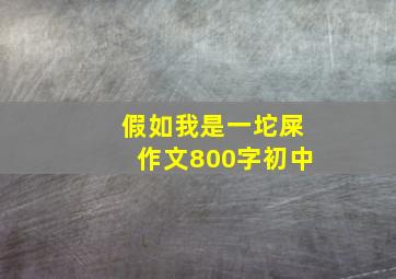 假如我是一坨屎作文800字初中