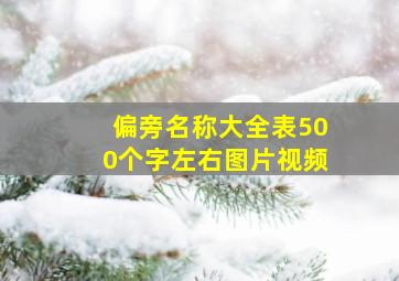 偏旁名称大全表500个字左右图片视频