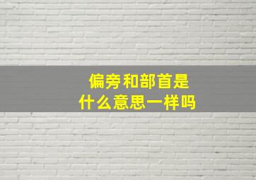 偏旁和部首是什么意思一样吗