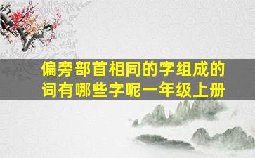 偏旁部首相同的字组成的词有哪些字呢一年级上册