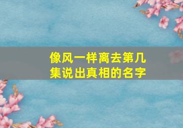 像风一样离去第几集说出真相的名字