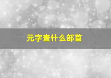 元字查什么部首