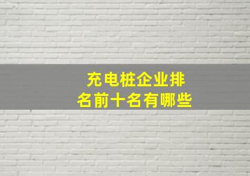 充电桩企业排名前十名有哪些