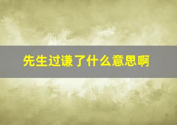 先生过谦了什么意思啊