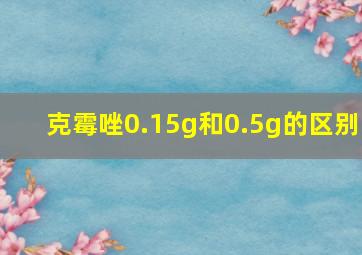 克霉唑0.15g和0.5g的区别