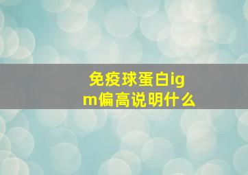 免疫球蛋白igm偏高说明什么