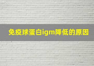 免疫球蛋白igm降低的原因