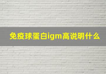 免疫球蛋白igm高说明什么