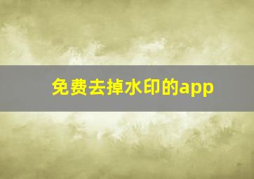 免费去掉水印的app