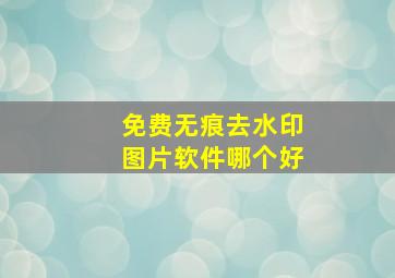 免费无痕去水印图片软件哪个好