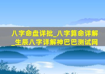 八字命盘详批_八字算命详解_生辰八字详解神巴巴测试网