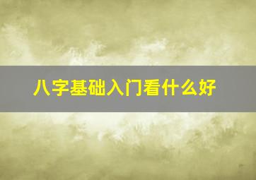 八字基础入门看什么好