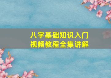 八字基础知识入门视频教程全集讲解