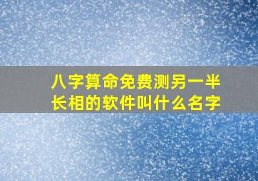 八字算命免费测另一半长相的软件叫什么名字