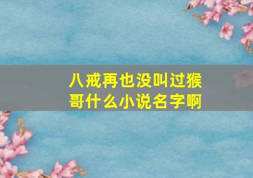 八戒再也没叫过猴哥什么小说名字啊