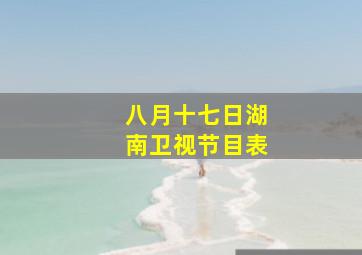 八月十七日湖南卫视节目表