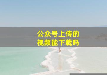 公众号上传的视频能下载吗