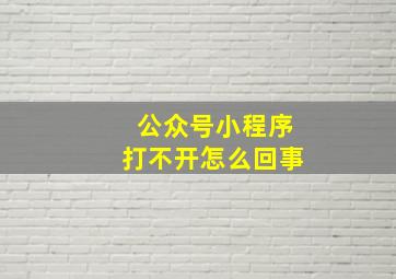 公众号小程序打不开怎么回事