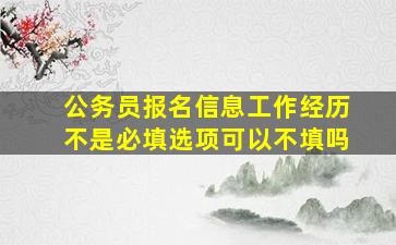 公务员报名信息工作经历不是必填选项可以不填吗