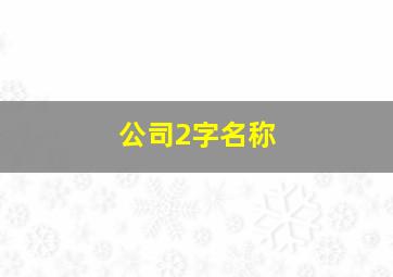 公司2字名称