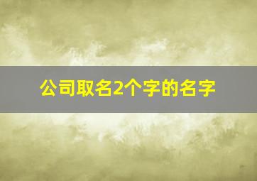 公司取名2个字的名字