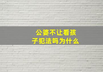 公婆不让看孩子犯法吗为什么