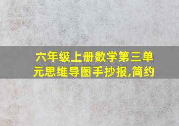 六年级上册数学第三单元思维导图手抄报,简约