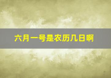 六月一号是农历几日啊