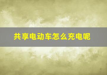 共享电动车怎么充电呢