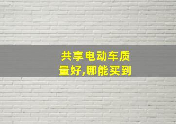 共享电动车质量好,哪能买到