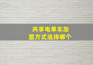 共享电单车加盟方式选择哪个