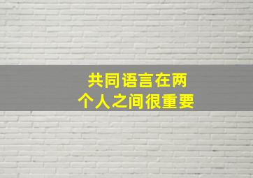 共同语言在两个人之间很重要