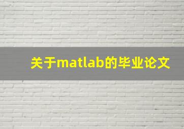 关于matlab的毕业论文