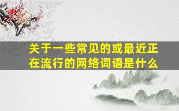 关于一些常见的或最近正在流行的网络词语是什么