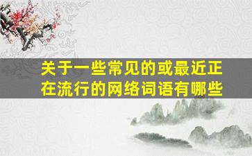 关于一些常见的或最近正在流行的网络词语有哪些