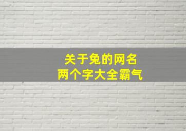 关于兔的网名两个字大全霸气