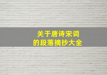 关于唐诗宋词的段落摘抄大全