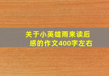 关于小英雄雨来读后感的作文400字左右