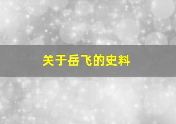 关于岳飞的史料